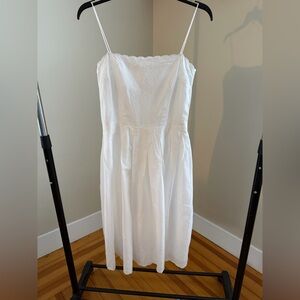 LOFT White Strapless Eyelet Midi Dress